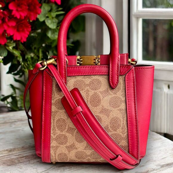🍎 Coach 1941 Troupe Tote 16 in Signature Canvas & 1941 Red / Brass MSRP $425 - Picture 5 of 16